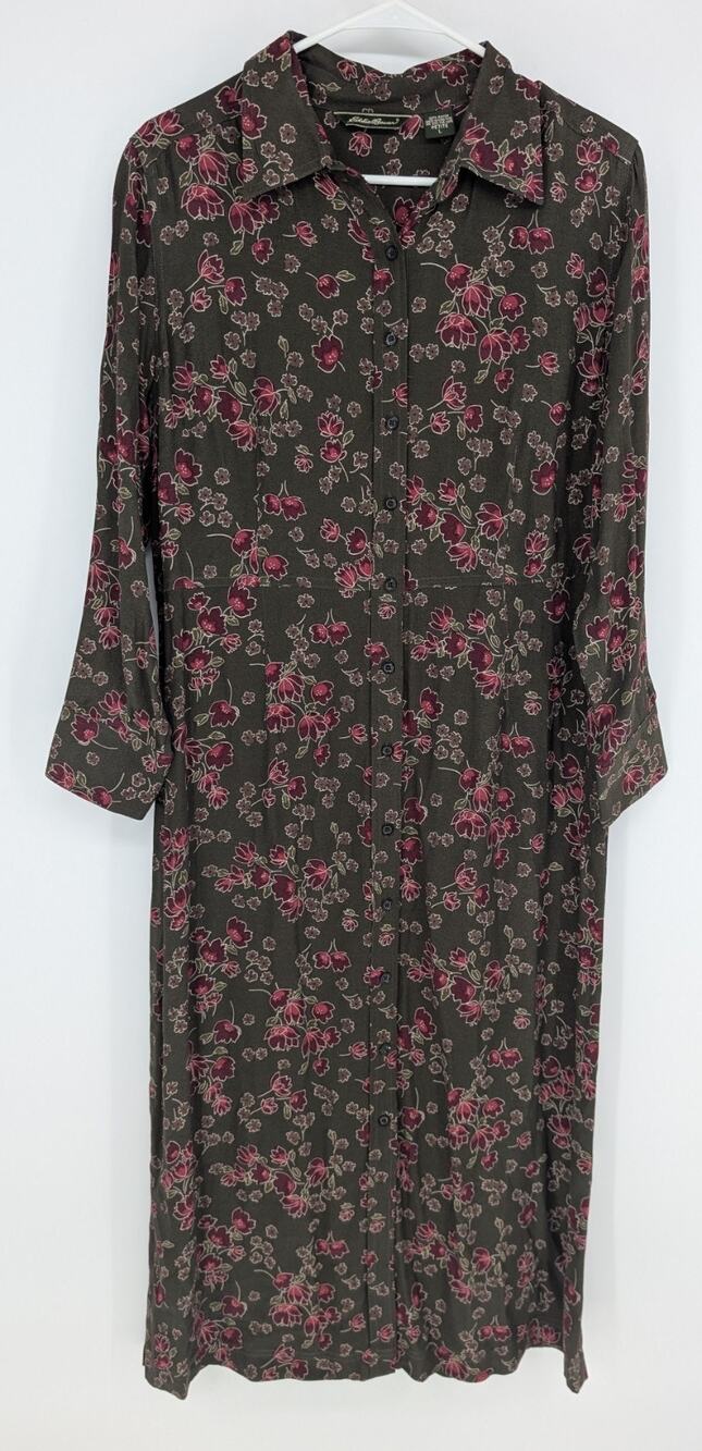 VTG Eddie Bauer Maxi Dress Medium Modest Floral Prairie Cottagecore Traditional